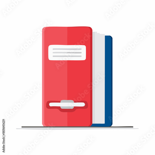 Red and blue office binders standing together storing documents paperwork archiving solutions flat design vector
