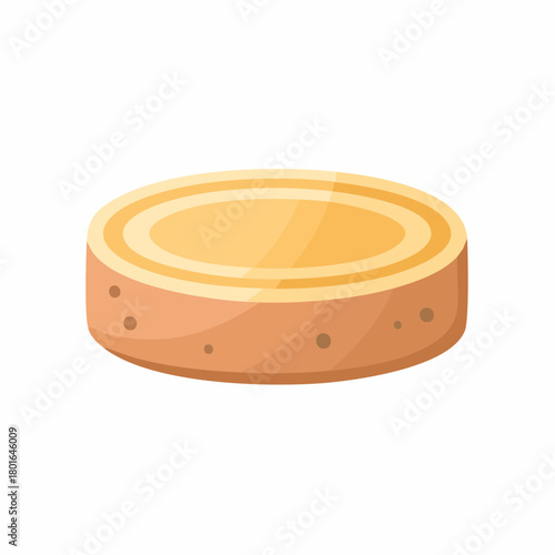 A whole wheel of yellow hard cheese, a cartoon dairy product illustration