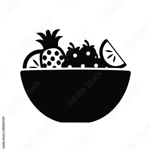 Assortment of fresh fruits in a bowl, healthy icon