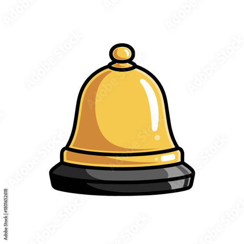Golden Bell Icon with Glossy Finish and Black Base