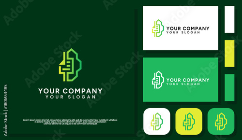 A modern logo combining a brain and a file document, symbolizing knowledge management, data processing, and cognitive work.