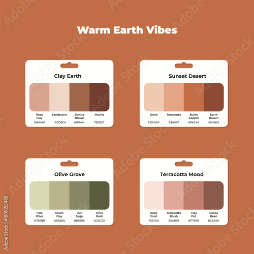 Aesthetic color palettes showcasing earthy tones for design inspiration and mood boards