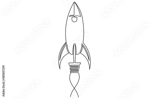 Space travel rocket simple outline continuous line drawing isolate element