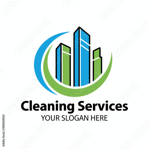 Cleaning services logo with modern skyscrapers and vibrant colors Free Download Cleaning services logo with modern skyscrapers and vibrant colors - GFXLoad