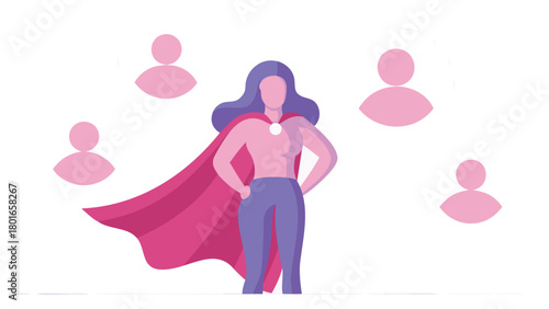 Powerful female superhero in a dynamic pose surrounded by vibrant ethereal glowing energy and abstract shapes symbolizing strength and cosmic power