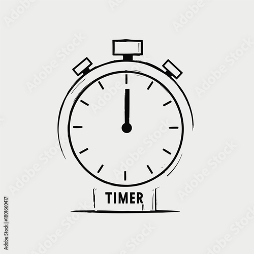 Hand-drawn timer illustration, minimal style, isolated on white