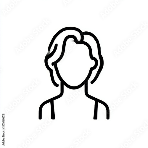 Female User Icon, minimalist and clear, profile avatar, on a white background