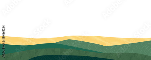 Earth Day green banner background. Abstract agriculture farm field collage horizontal vector illustration. Sustainable development concept and World environment day. Eco wavy shape, agri design