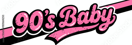 Retro 90s text logo with grunge typography and pink design