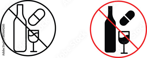 No drugs and No alcohol  icon vector graphic illustration  with white background flat hand made icon fill icon .