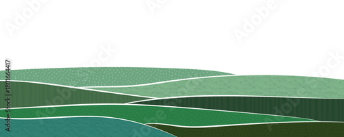 Abstract landscape pattern vector background. Horizontal nature banner. Color field aerial view. Farm panorama, agriculture land template, stripe ornament. Summer flat backdrop. outdoor illustration