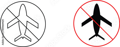 No plane sign  icon vector graphic illustration  with white background flat hand made icon fill icon .