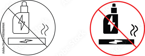 No smoking and electronic cigarette  icon vector graphic illustration  with white background flat hand made icon fill icon .