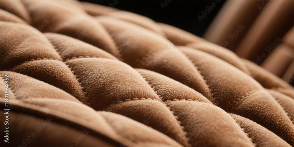 Fototapeta premium Close up detail of diamond quilted brown suede like fabric