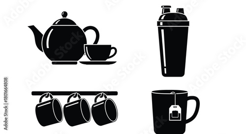Enjoy tea time with a stylish modern kettle and cup collection set
