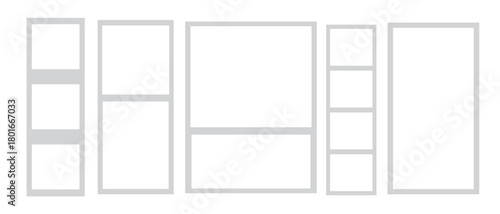 Vector Shape Graphic Design Illustration Element Icon Set with Photo Collage Frame Outline Grid Layout Templates, Isolated Modern Wall Gallery Composition Collection for Business Signs.