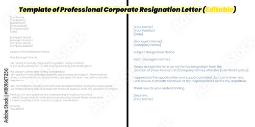  Professional Corporate Resignation Letter Template eaving or resignation, staff suggestion to HR human resources concept