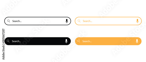 Vector Shape Graphic Design Illustration Element Icon Set with Search Bar UI Components, Modern Web and App Interface Symbols, Isolated Clean Editable Input Field Collection.