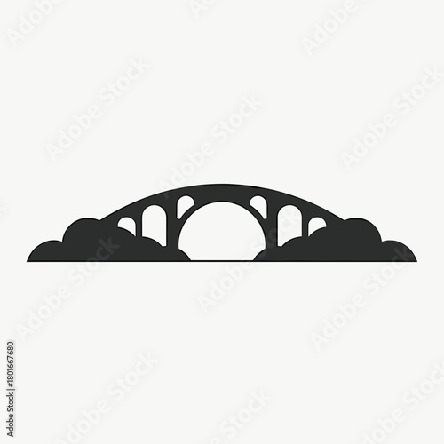 Isolated bridge illustration over white. Bridge illustration concept conveys strength and connection with simple lines, highlighting archways and solid structure.