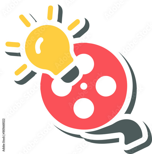 Creative Iconography: Light Bulb and Film Reel Symbolizing Idea Generation in Media