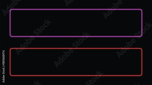 Purple and red neon rounded rectangle frames on black background