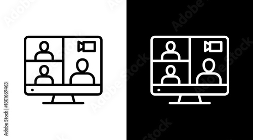 Video Conference  White Icon Set Design