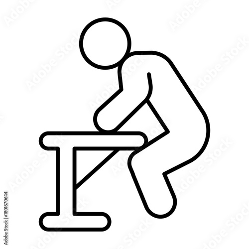 Human on horizontal bar thin line icon, body building concept. Vector graphics. Athlete man doing exercise for arms, training sign on white background, style icon mobile or web design.