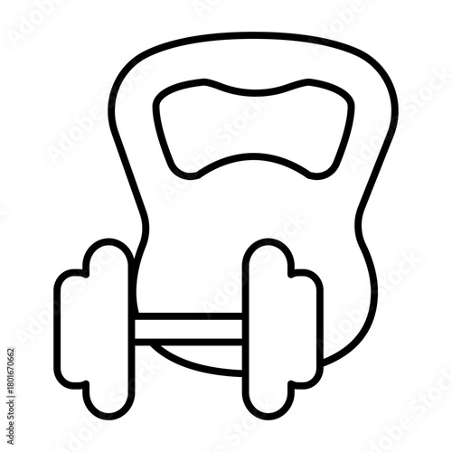 Kettlebell and dumbbell thin line icon, body building concept. Vector graphics. Sport and training rig, equipment sign on white background, style icon mobile or web design.