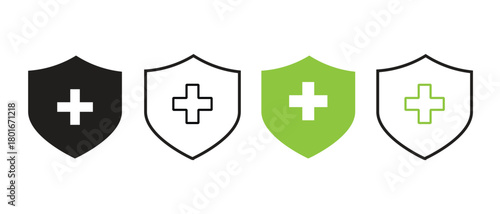 Vector shape graphic design illustration element symbol icon isolated set collection business signs medical shield cross protection healthcare safety logo
