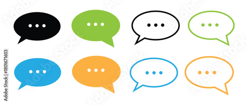 Vector speech bubble icon set,  modern chat shapes, graphic design elements, isolated illustration collection for messages, communication signs and business use
