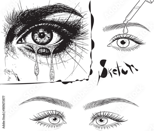 “Dreamy Eye Sketch Aesthetic – Trendy Hand-Drawn Portrait Art, Minimalist Pencil Illustration, Soft Fantasy Sketch, Creative Line Art Design for Parlor, Wall Decor & Modern Artistic Concepts”