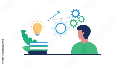 Creative idea emerging from a person s head as a glowing light bulb symbolizing innovation inspiration and new concepts for advertising and banners