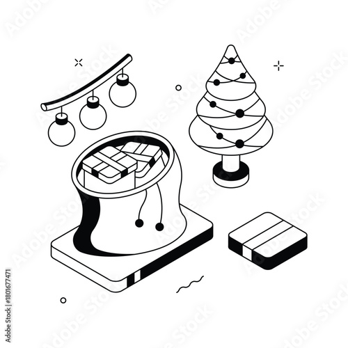 Take a look at this amazing isometric illustration of christmas gift