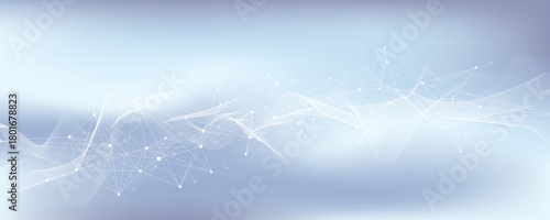 Abstract tech network connection dots. Digital background and big data technology. Blue background with plexus lines. Geometric background with abstract mesh