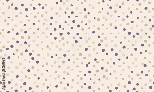 Elegant beige and purple polka dot pattern.  Perfect for backgrounds, textiles, or website design.  Subtle, yet stylish, this repeatable design offers a calming and sophisticated aesthetic.