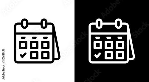 Calendar With Icon Set Design	