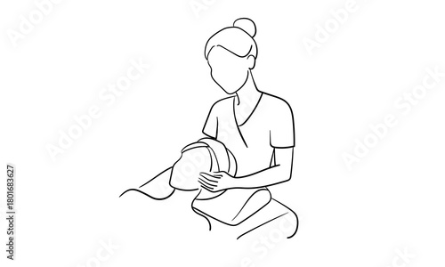 Beauty spa salon, girl is giving a client beauty treatment, continious line drawing. Vector illustration