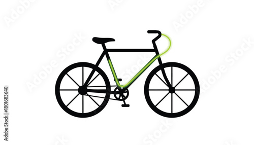 Simple bicycle illustration minimalist flat design isolated on white background for transportation and recreation concepts