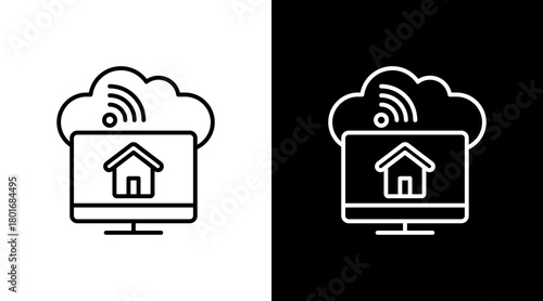 Cloud Property Dashboard  White Icon Set Design