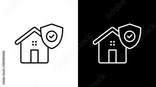 Property Insurance  White Icon Set Design