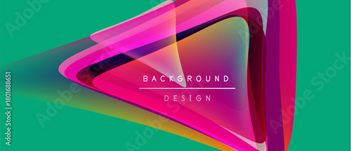 Abstract vibrant layers create dynamic composition. Turquoise, magenta, yellow hues blend seamlessly. Text reads background design. Modern visual element.