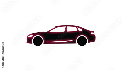 Car icon simple flat design of sedan automobile isolated on white background