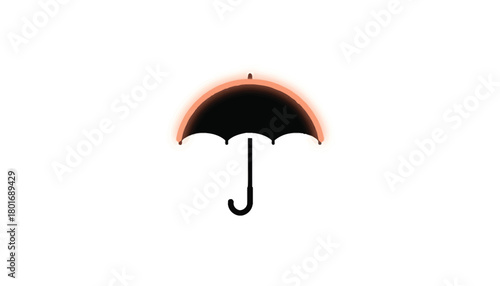 Umbrella icon with orange glow simple glyph for weather forecast apps isolated on white background