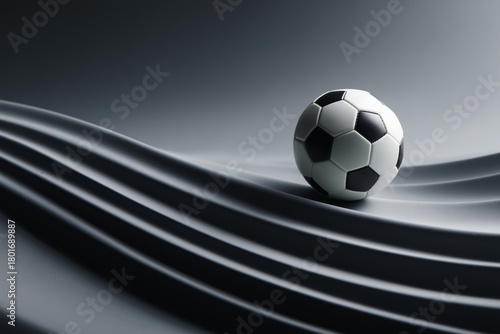 Soccer Ball Resting on Smooth Draped Fabric in a Dramatic Light Setting
