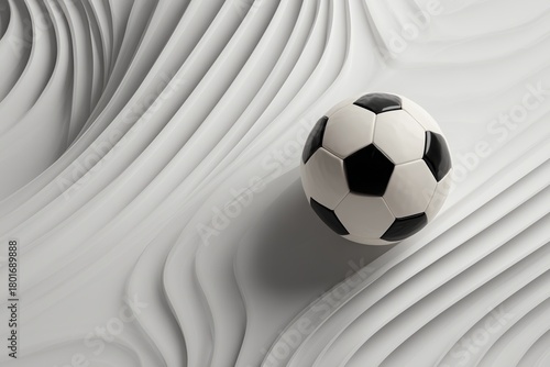 Soccer Ball Rolling on Smooth Surface With Flowing White Lines in the Background