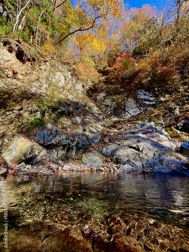 御在所岳周辺の鈴鹿山系千種街道へ続くコクイ谷の紅葉11月中旬