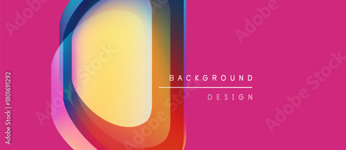 Abstract vibrant design. Overlapping colorful shapes create dynamic visual effect. Pink backdrop enhances luminosity. Modern aesthetic.