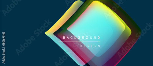 Abstract geometric design. Vibrant layers create colorful, modern background. Gradient hues blend smoothly, offering visual interest.