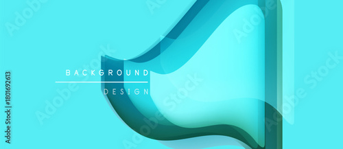 Abstract turquoise design. Layered shapes create flowing visual effect. Minimalist style, modern aesthetic, suitable background element.