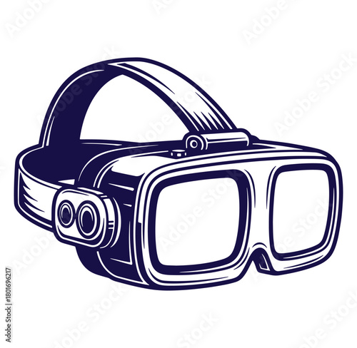A stylized illustration of a modern virtual reality headset ready for immersive digital experiences